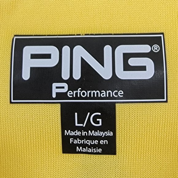 PING Polo Shirt Men's Size Large Performance Golf Short Sleeve Yellow Ryder Logo - Picture 6 of 8